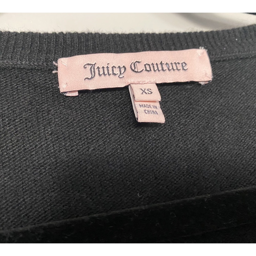 Juicy Couture Sweater Women's XS Black Cashmere Round Neck Long Sleeve Sweater - Picture 2 of 9